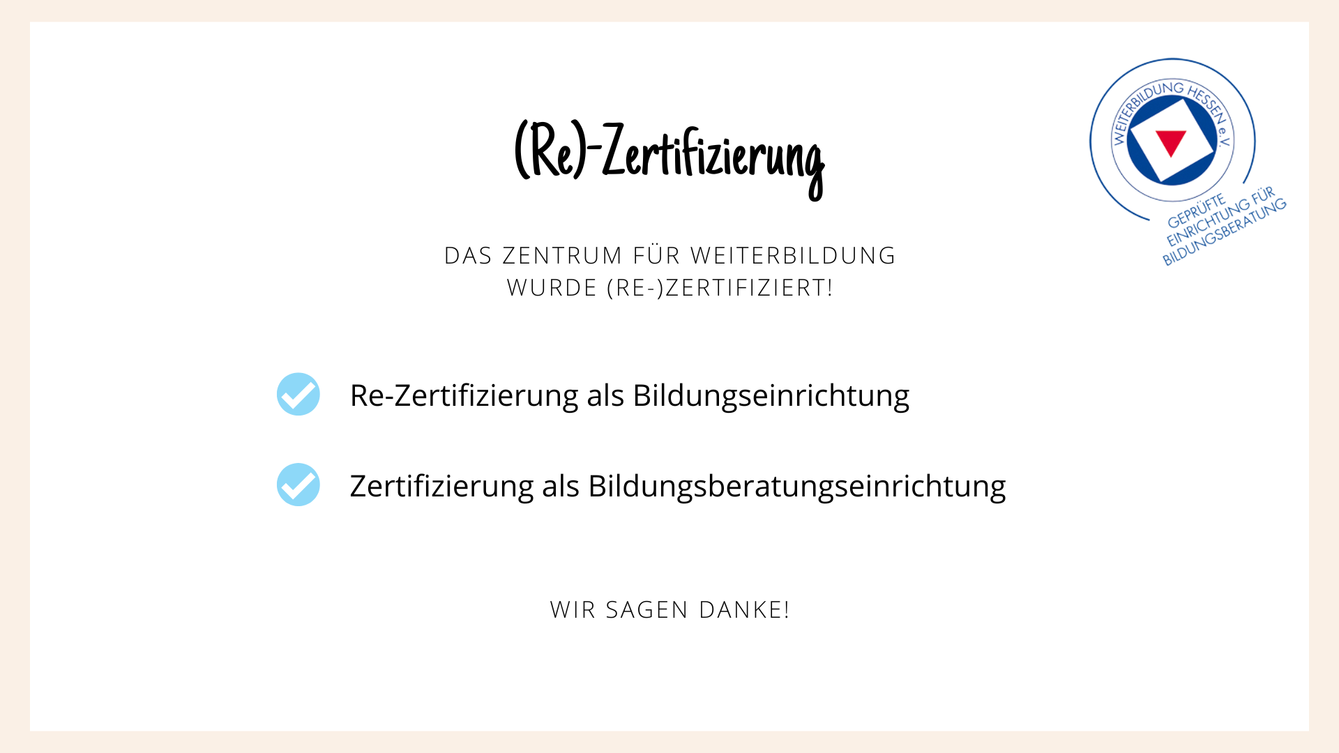 Zentrum für Weiterbildung Zertifizierung