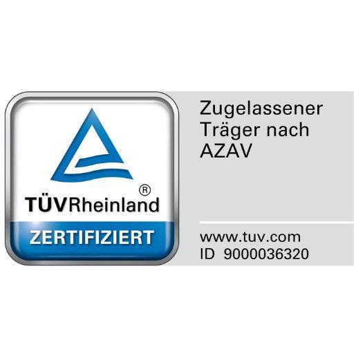 TÜV Rheinland AZAV-Zertifizierung TÜV Rheinland Logo mit AZAV-Zertifizierung