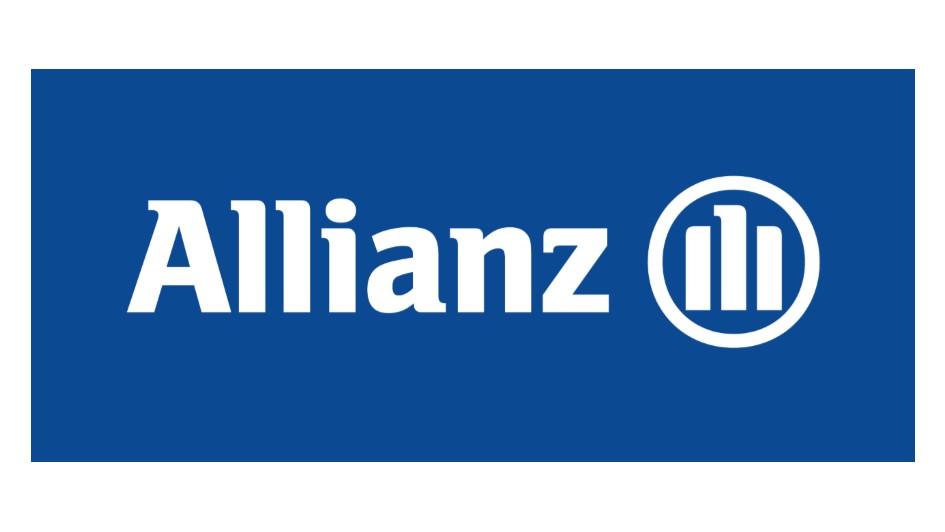 Logo der Allianz mit weißem Schriftzug auf blauem Hintergrund und dem bekannten Symbol aus drei Balken im Kreis.