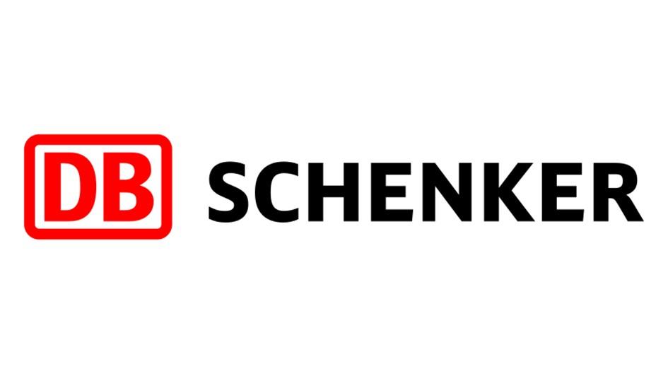 Logo von DB Schenker mit rotem „DB“-Symbol und schwarzem Schriftzug „Schenker“.