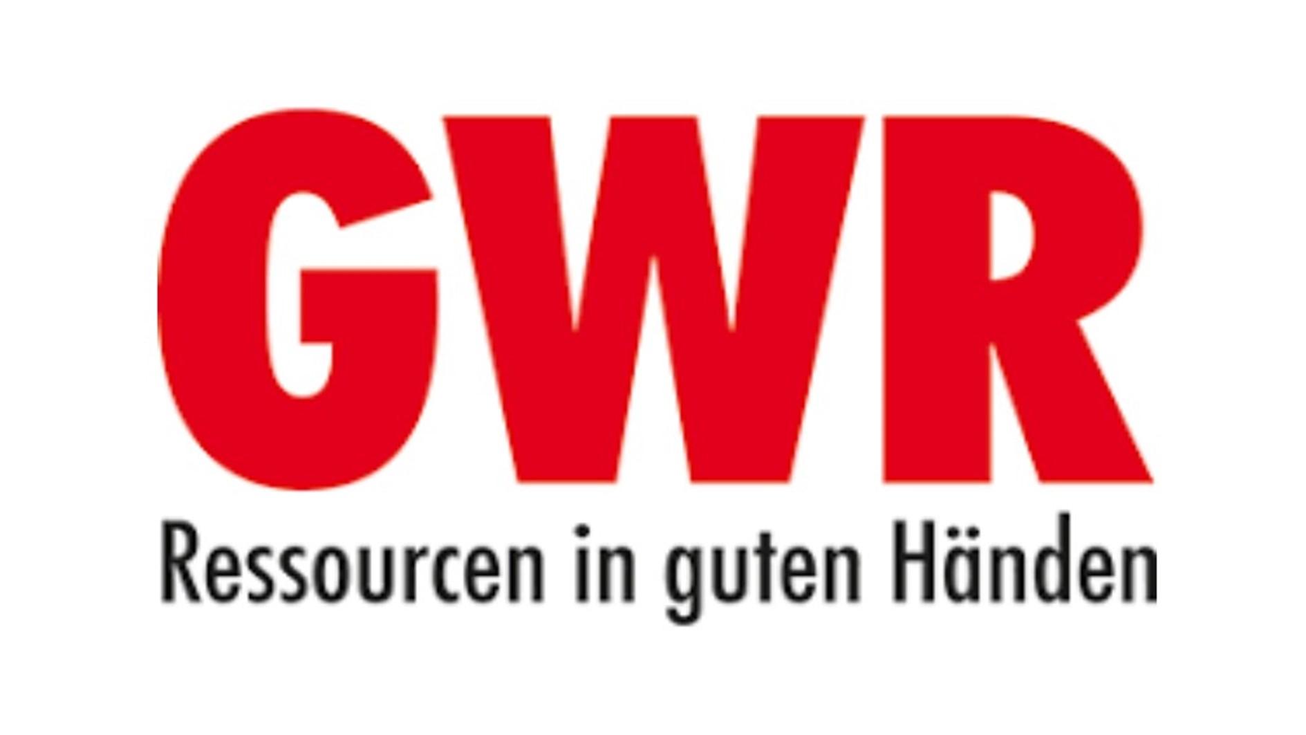 Logo der GWR mit rotem Schriftzug und dem Slogan „Ressourcen in guten Händen“.