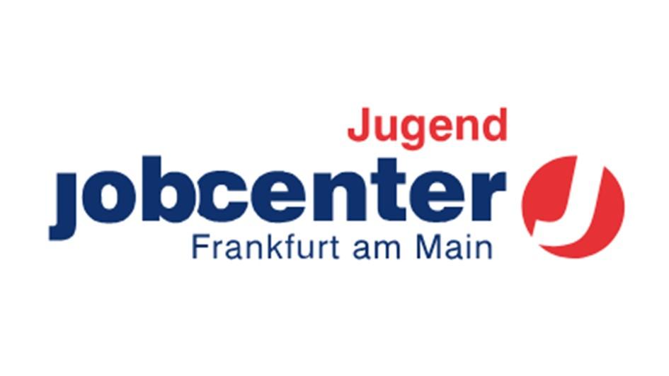 Logo des Jugendjobcenters Frankfurt mit blau-rotem Schriftzug und Kreis-Symbol.