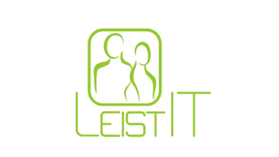 Logo von Leist IT in hellgrün mit stilisierten Figuren und Schriftzug.