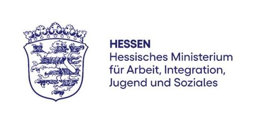 Logo des Hessischen Ministeriums für Arbeit, Integration, Jugend und Soziales (HMSI) mit dem hessischen Landeswappen. Dieses Projekt wird aus Mitteln des Ausbildungs- und Qualifizierungsbudgets (AQB) des Landes Hessen gefördert.